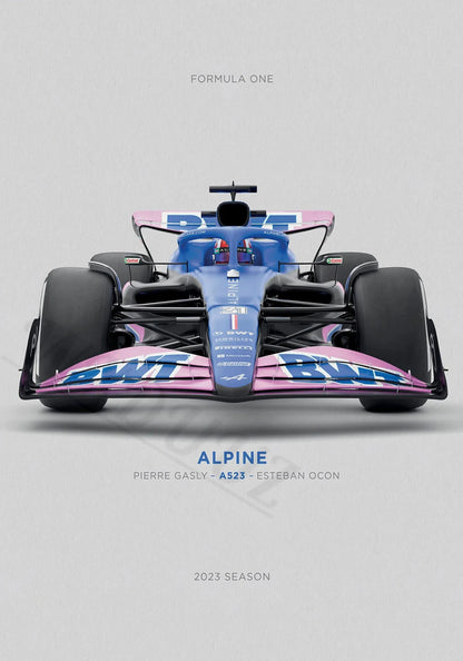 Alpine A523 Poster | Pierre Gasly & Esteban Ocon | Experience the Speed & Precision of Formula 1