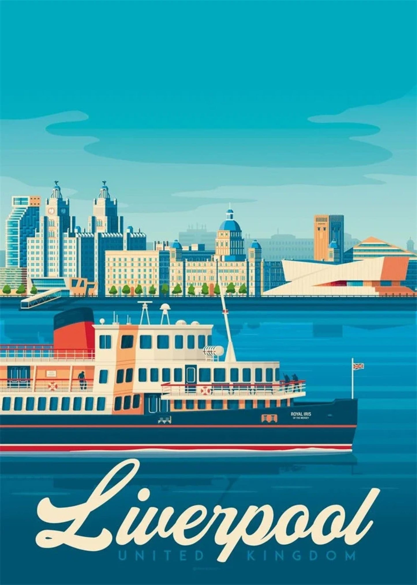 Iconic Liverpool | United Kingdom Travel Poster | Beautiful Landmarks | Home Decor Artwork | Cityscape Print | Wall Art Display