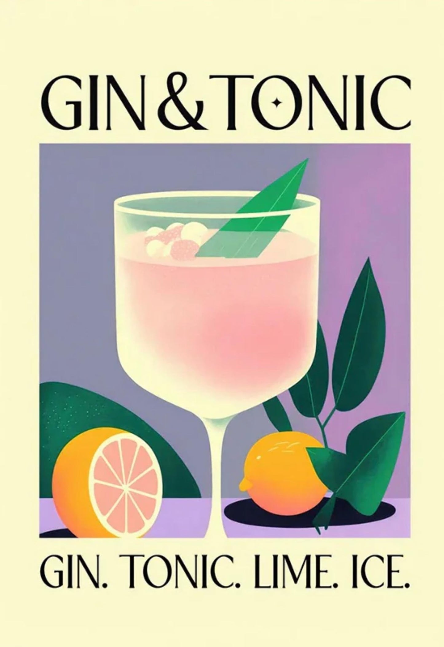 Vintage Gin and Tonic Cocktail Art