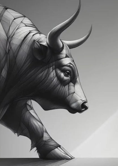 Stock Market Bull Bear Market Abstract Animal Art Poster and Prints Modern Art Canvas Painting For Office Living Room Home Decor