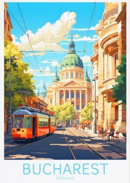 Iconic Destinations | Romanian Athenaeum Poster | Bucharest Architecture Art Print | European Cultural Landmark Decor | Wall Art for Home & Office