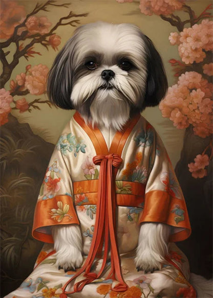 Shih Tzu Poster | Eastern Elegance | Art Print | Rich Tapestry Design | Home Decor | Dignified Pose