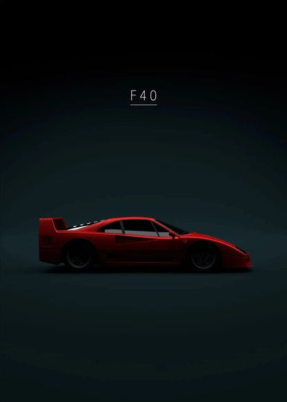 Ferrari F40 Poster | Tribute to Iconic Automotive Legends | Classic Supercar Art Print for Home Decor
