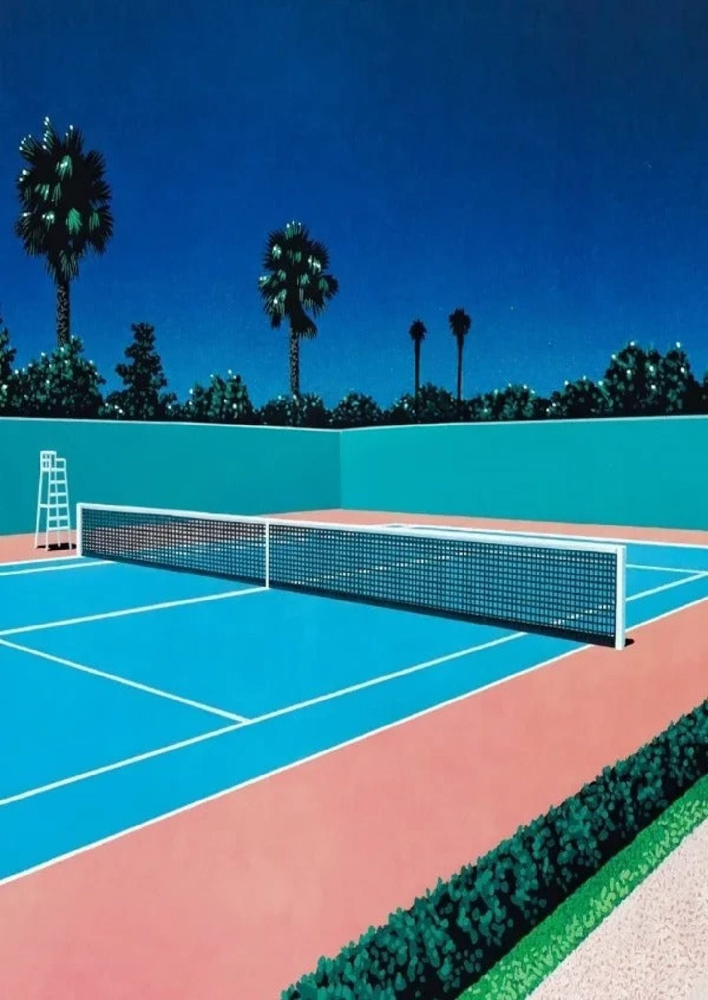 Retro Hiroshi Nagai Poster | Vaporwave Japanese Beach City Car | Canvas Wall Art | Nordic Home Decor