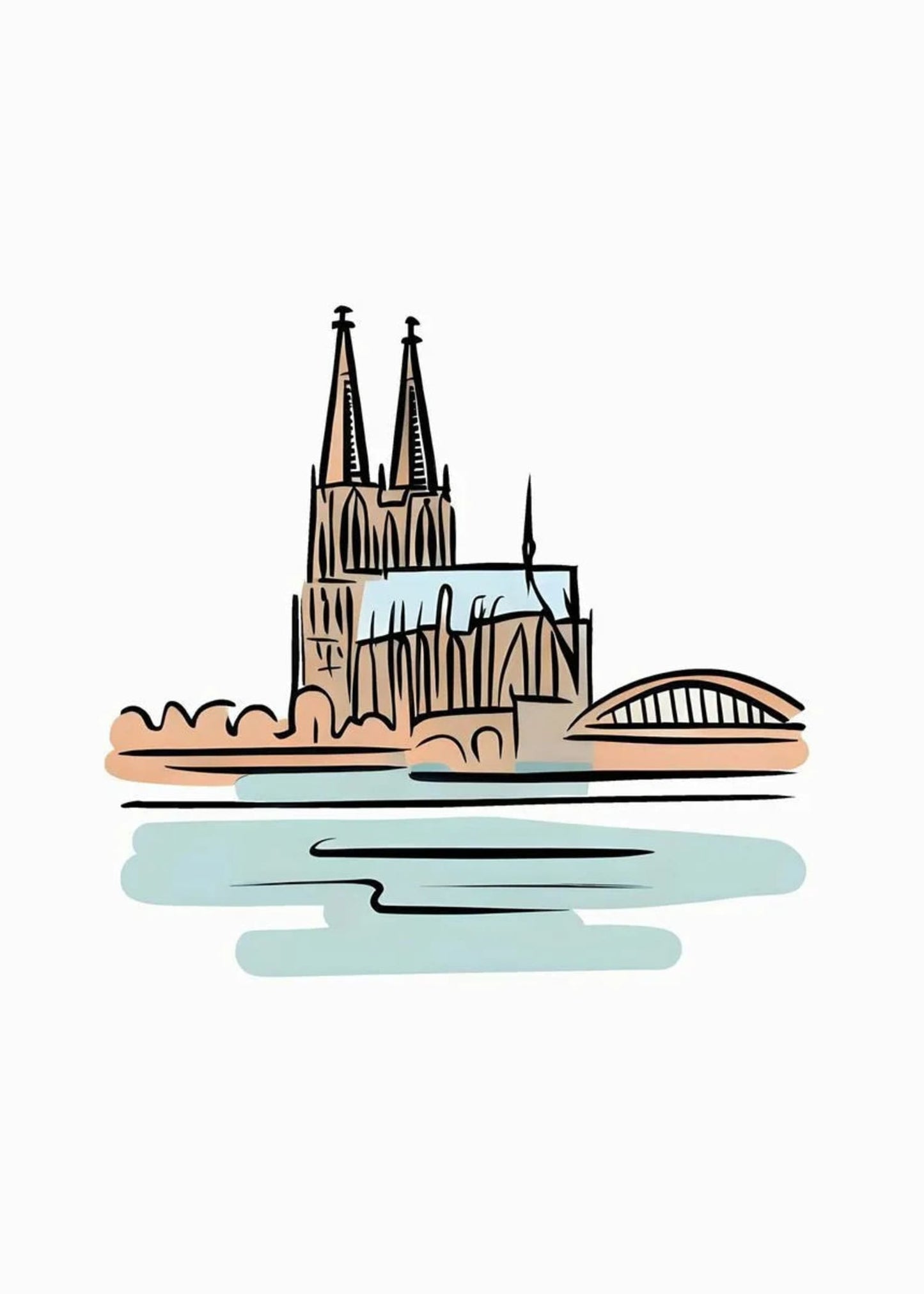 Cologne Cathedral | Minimalist Watercolor