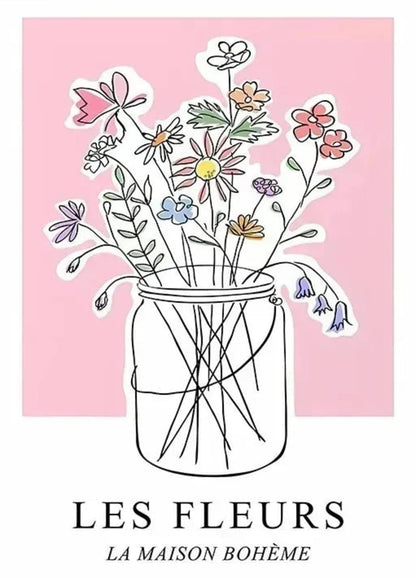 Les Fleurs Poster | Garden Blossoms | Bohemian Home Art Decor