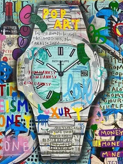Graffiti Timepiece Poster | Inspired by Patek Philippe Nautilus | Tiffany & Co Artwork | Unique Home Decor Wall Art