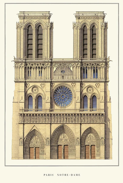 Notre-Dame Cathedral | Paris | France | Iconic Gothic Architecture | European Cathedrals | Architectural Art Posters