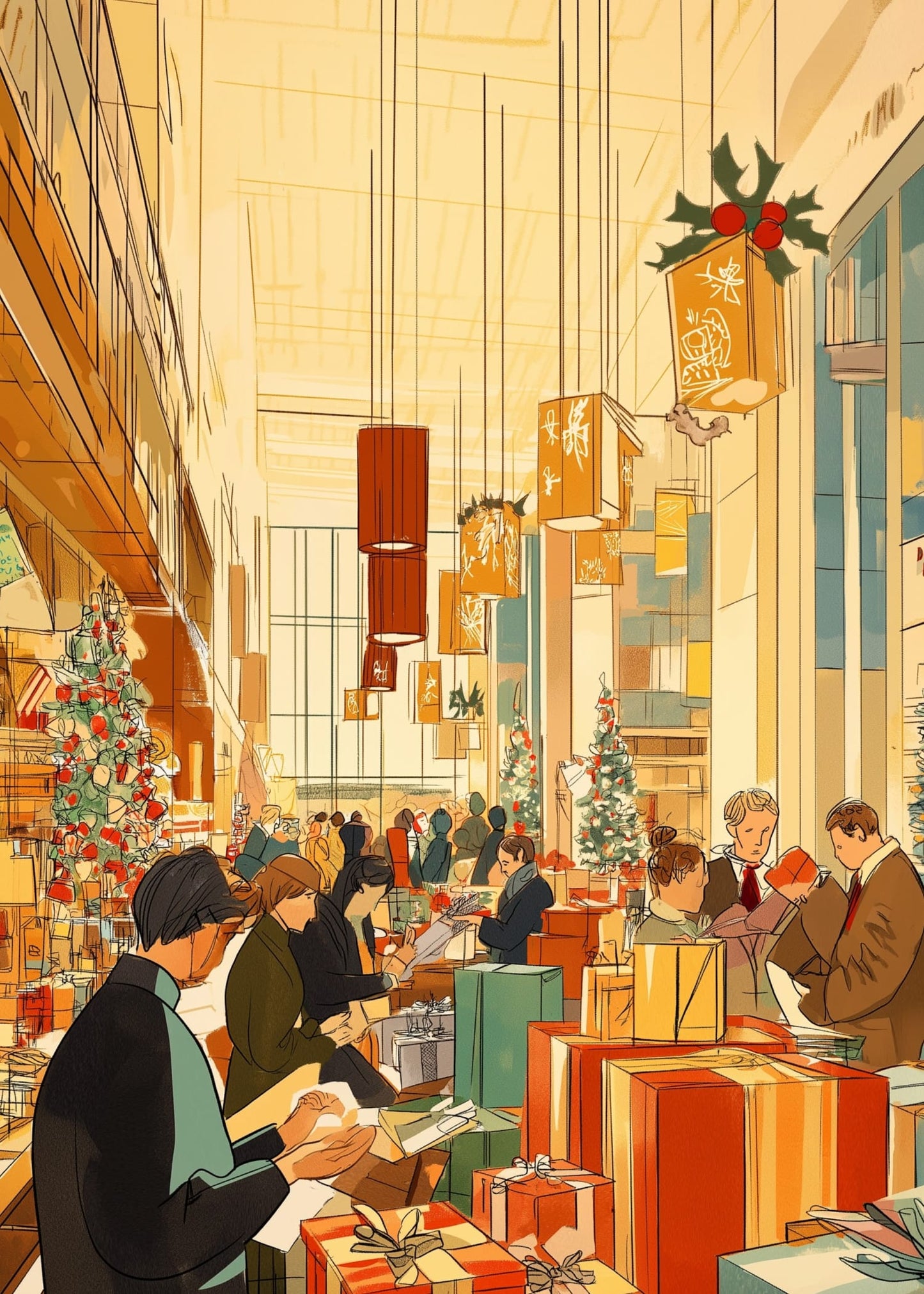 Festive Shopping Scene | Christmas Decor | Stylish Department Store