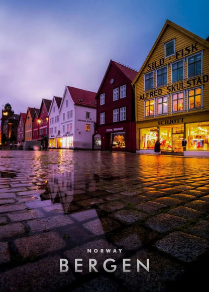 Bryggen Bergen at Night | Scenic Photography